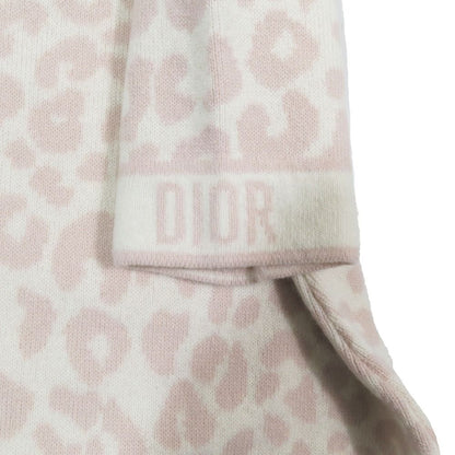Dior Kids Children's Wool Knit Dress Leopard Print Short Sleeve Knee Length