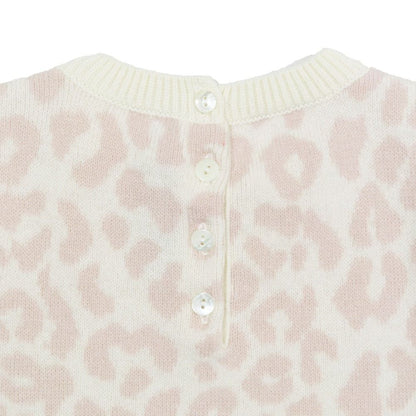 Dior Kids Children's Wool Knit Dress Leopard Print Short Sleeve Knee Length