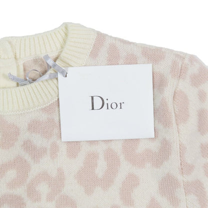 Dior Kids Children's Wool Knit Dress Leopard Print Short Sleeve Knee Length