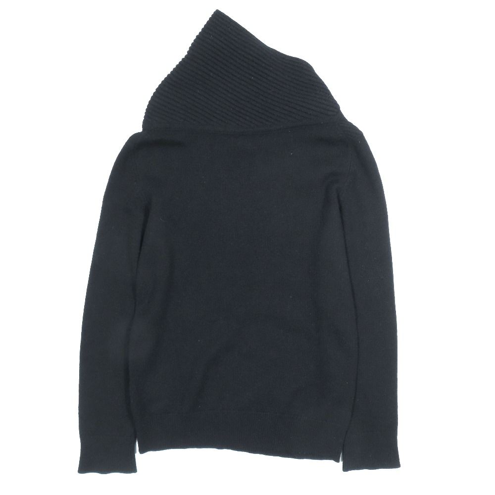Hermes Cashmere 100% Knit Sweater Logo Charm Asymmetric High Neck Long Sleeve