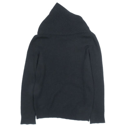 Hermes Cashmere 100% Knit Sweater Logo Charm Asymmetric High Neck Long Sleeve