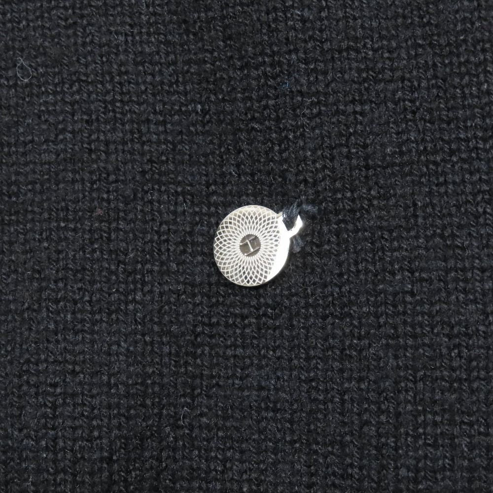 Hermes Cashmere 100% Knit Sweater Logo Charm Asymmetric High Neck Long Sleeve