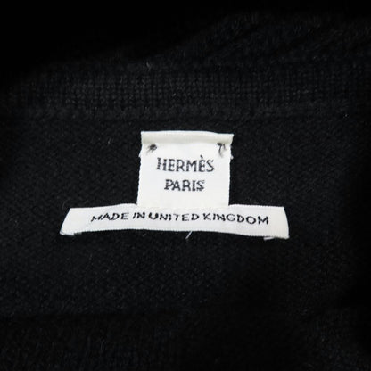 Hermes Cashmere 100% Knit Sweater Logo Charm Asymmetric High Neck Long Sleeve