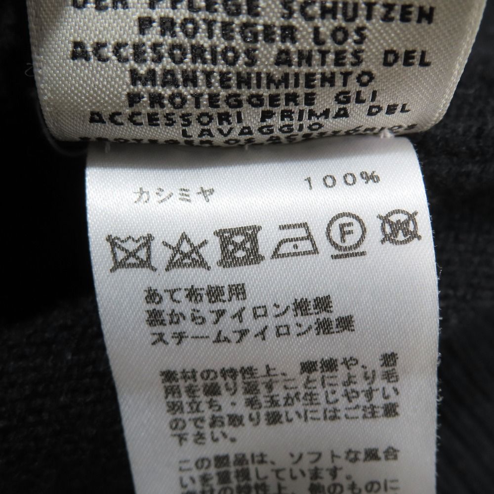 Hermes Cashmere 100% Knit Sweater Logo Charm Asymmetric High Neck Long Sleeve