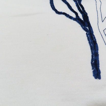 Hermes Herbarium Print Embroidery T-Shirt Short Sleeve Crew Neck Top White Blue