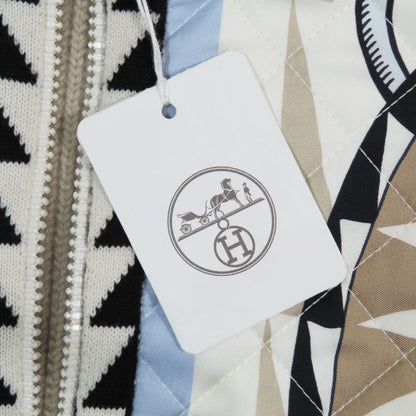 Hermes Twill Rene Cassil Scarf Print Knit Contrast Quilted Long Down Jacket