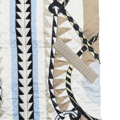 Hermes Twill Rene Cassil Scarf Print Knit Contrast Quilted Long Down Jacket