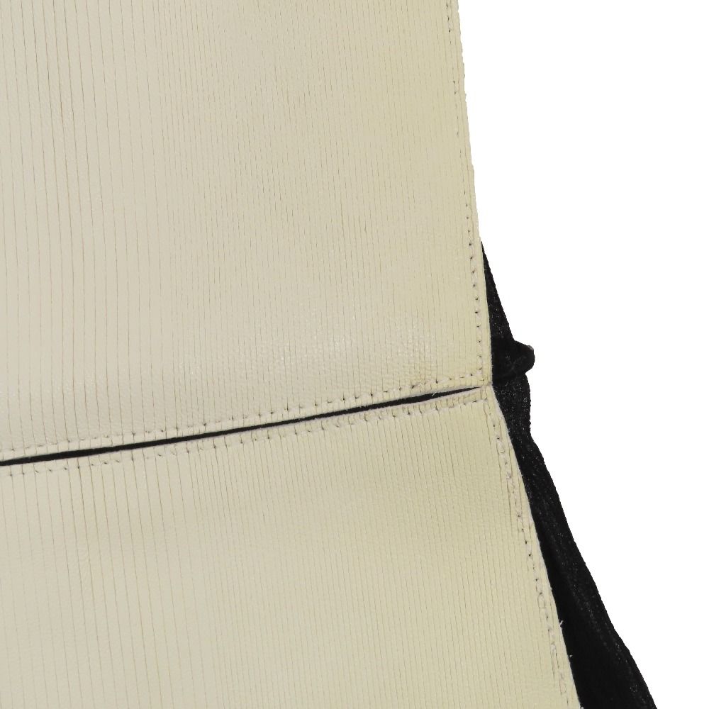 Hermes Lambskin Leather Contrast Sleeveless Dress Knee Length Ivory 34