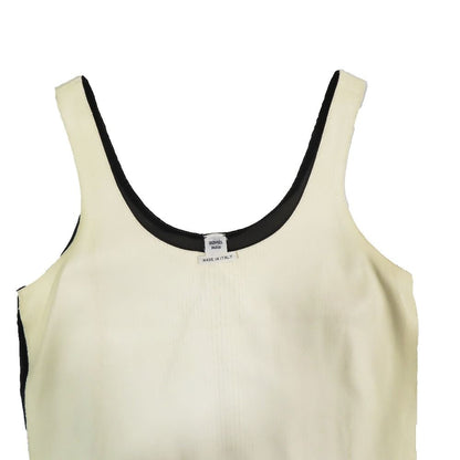 Hermes Lambskin Leather Contrast Sleeveless Dress Knee Length Ivory 34