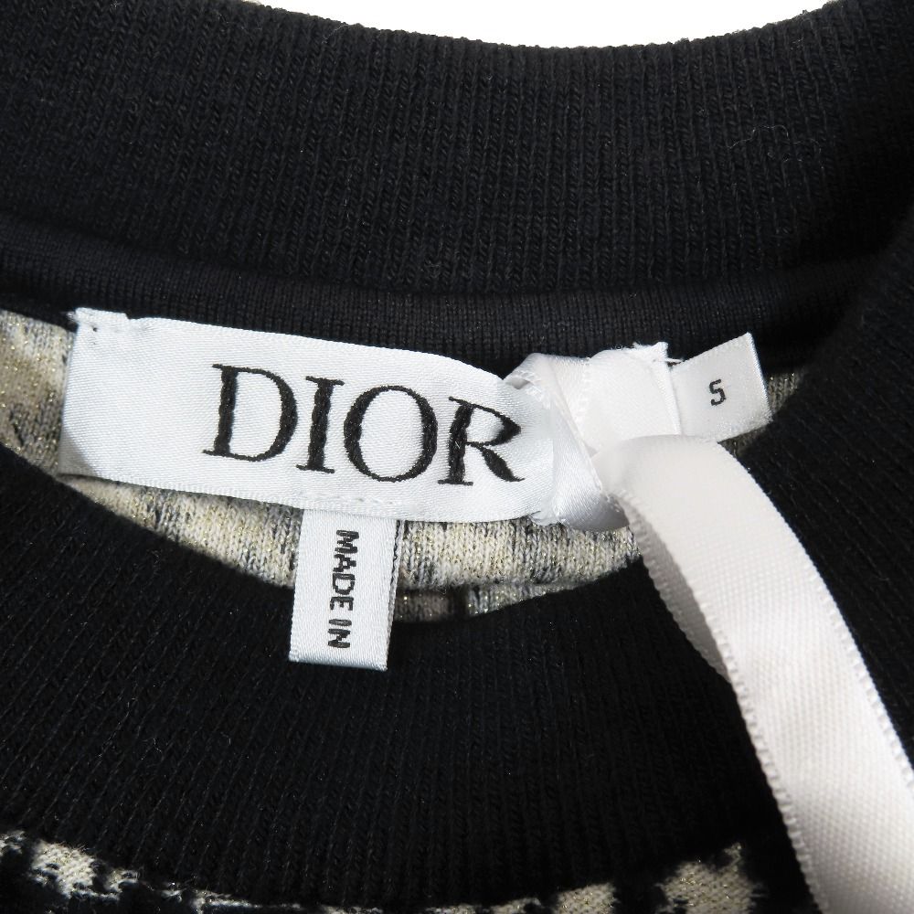Dior Kids Children's Knit Dress Houndstooth Pattern Long Sleeve Knee Length