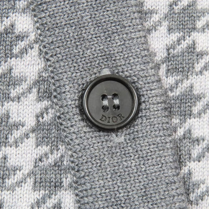 Dior Kids Children's Baby Wool Knit Poncho Cloak Cover Houndstooth Logo Gray T2