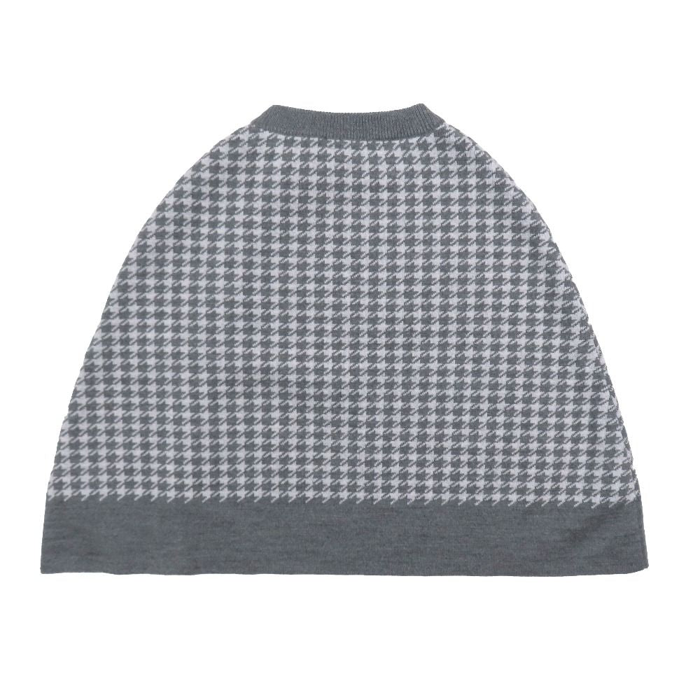 Dior Kids Children's Baby Wool Knit Poncho Cloak Cover Houndstooth Logo Gray T2
