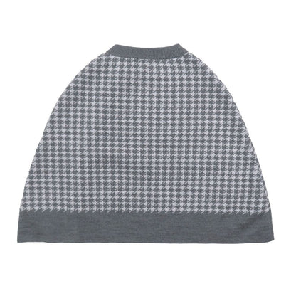 Dior Kids Children's Baby Wool Knit Poncho Cloak Cover Houndstooth Logo Gray T2