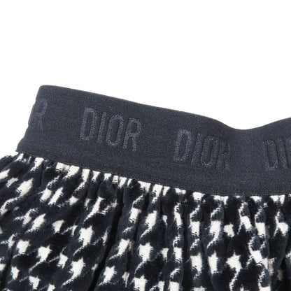 Dior Kids Children's Knit Skirt Houndstooth Pattern Waist Togo Logo Black 6
