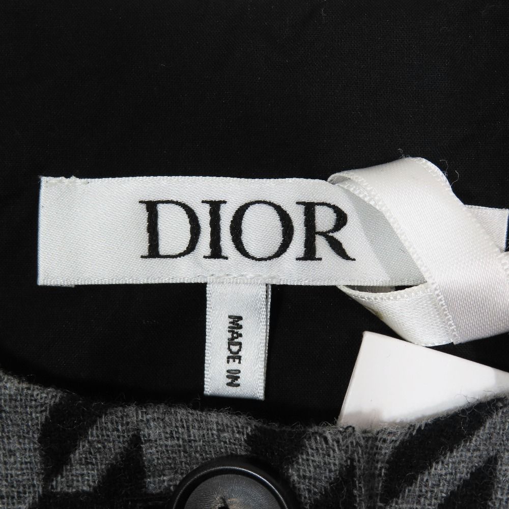 Dior Kids Children's Sleeveless Dress Fringe Logo Patch Houndstooth Pattern