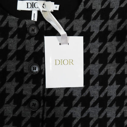 Dior Kids Children's Sleeveless Dress Fringe Logo Patch Houndstooth Pattern