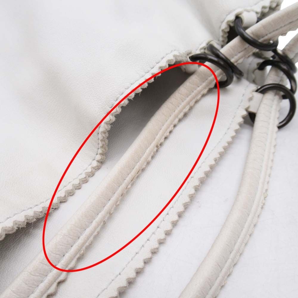 Bottega Veneta Drawstring Shoulder Bag Leather Fringe Purse White Vintage
