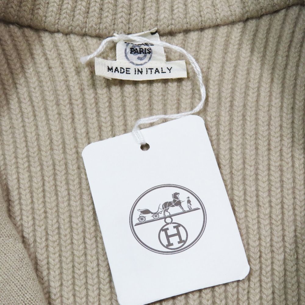 Hermes Twill Lane Knit Quilted Contrast Long Down Jacket Vest Zip Up 34