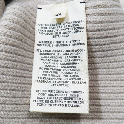 Hermes Twill Lane Knit Quilted Contrast Long Down Jacket Vest Zip Up 34