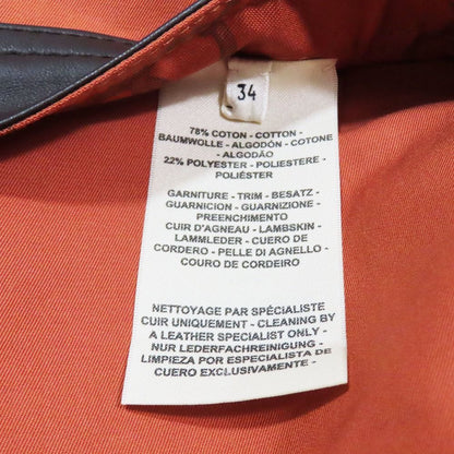 Hermes Lambskin Leather Trim Stainless Steel Coat Long Side Slit Jacket 34