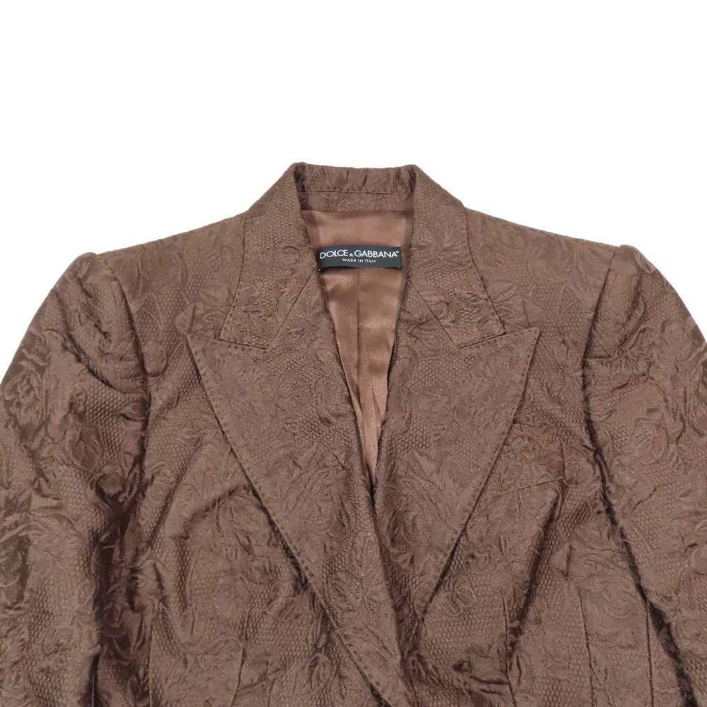 Dolce & Gabbana Rose Jacquard Jacket Black Leather Full Lining All Pattern 42