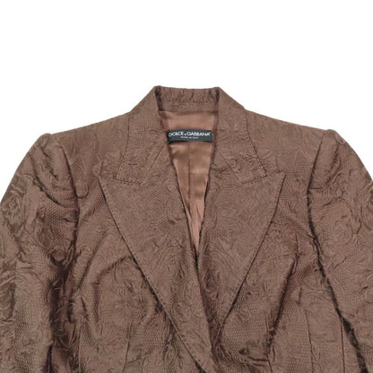 Dolce & Gabbana Rose Jacquard Jacket Black Leather Full Lining All Pattern 42