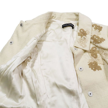 Dolce & Gabbana Tweed Jacket Lace Decoration Fully Lined 38 Beige