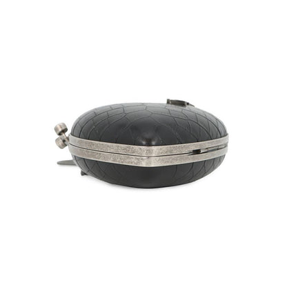 Saint Laurent Paris Chain Shoulder Bag Love Box Croco Embossed Leather Black
