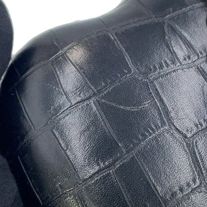 Saint Laurent Paris Chain Shoulder Bag Love Box Croco Embossed Leather Black