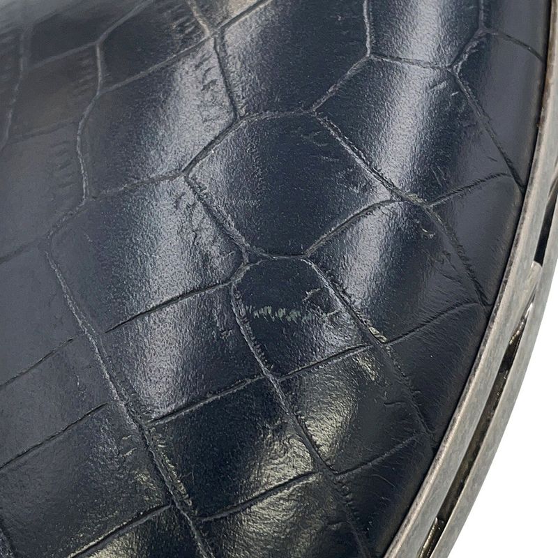 Saint Laurent Paris Chain Shoulder Bag Love Box Croco Embossed Leather Black