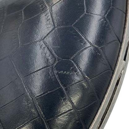 Saint Laurent Paris Chain Shoulder Bag Love Box Croco Embossed Leather Black