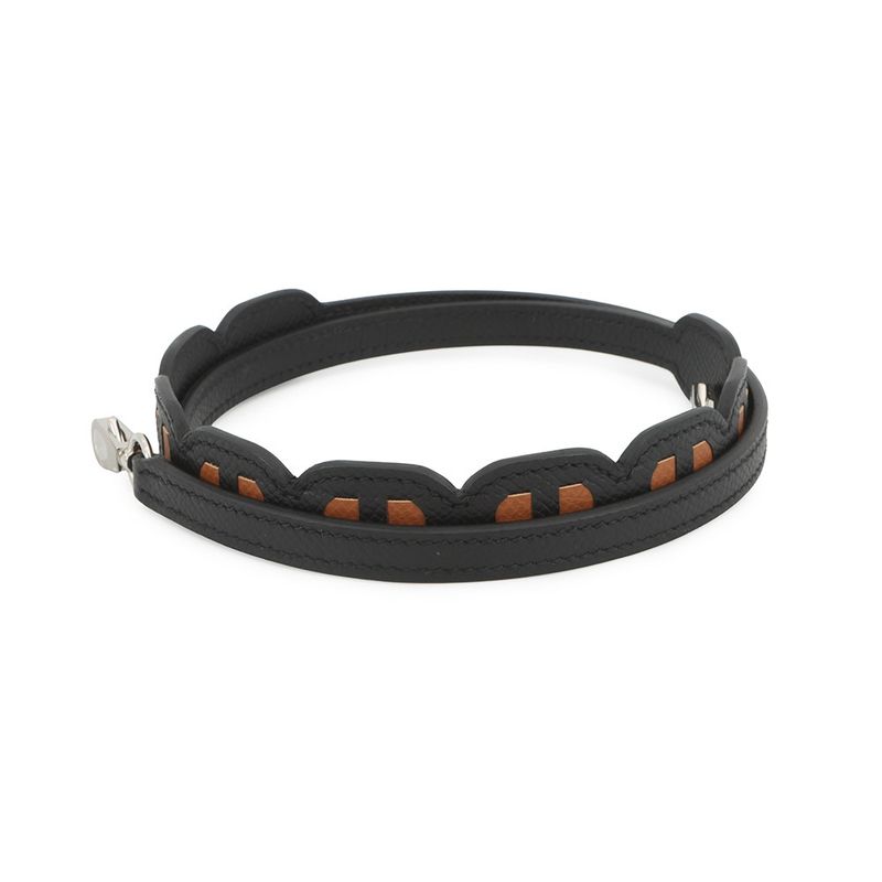 Hermes Shoulder Strap Bandouliere Maillon Mini Black Gold Silver Epsom