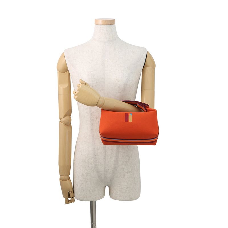 Hermes Handbag Bride-a-Brac PM Pavillon Orange Fu Silver Canvas Pouch