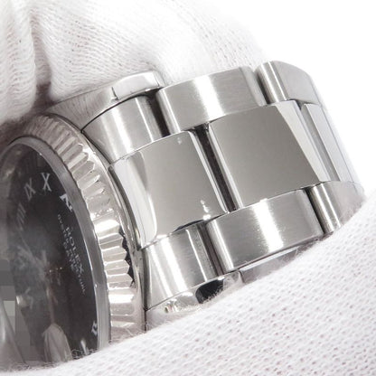 Rolex Oyster Perpetual Date Number SS 18k White Gold Combination Watch Black