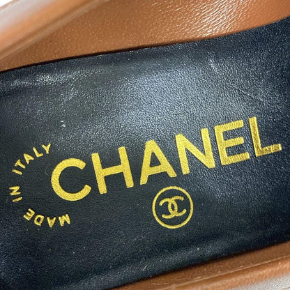 Chanel Loafers 36 C Quilted Brown Gold CC Logo