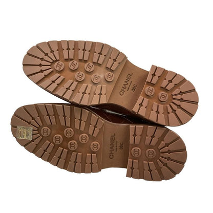 Chanel Loafers 36 C Quilted Brown Gold CC Logo