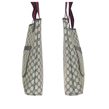 Gucci Sherry Line Vintage Navy GG Supreme Canvas Leather Tote