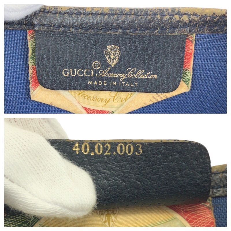 Gucci Sherry Line Vintage Navy GG Supreme Canvas Leather Tote