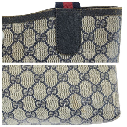 Gucci Sherry Line Vintage Navy GG Supreme Canvas Leather Tote