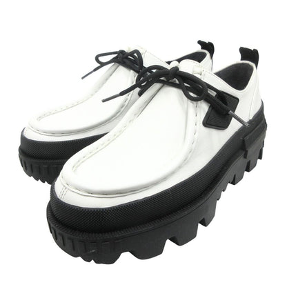 Moncler Mon Wallabee Boots Shoes Leather Bicolor Logo 35 White Black