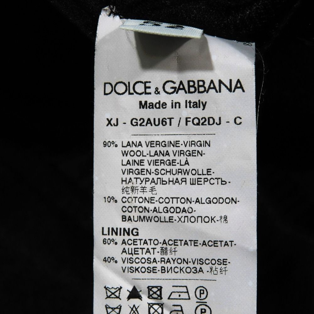 Dolce & Gabbana Tuxedo Tailored Jacket Wool Velour Contrast Plaid Pattern Black