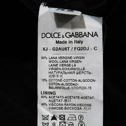 Dolce & Gabbana Tuxedo Tailored Jacket Wool Velour Contrast Plaid Pattern Black
