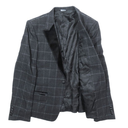 Dolce & Gabbana Tuxedo Tailored Jacket Wool Velour Contrast Plaid Pattern Black