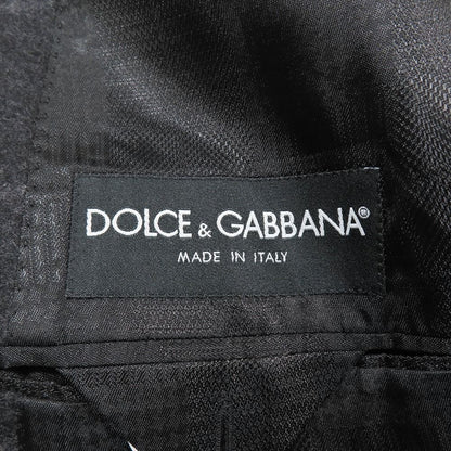 Dolce & Gabbana Tuxedo Tailored Jacket Wool Velour Contrast Plaid Pattern Black