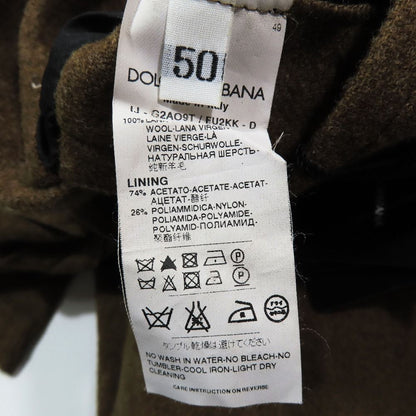 Dolce & Gabbana Light Melton Wool Tailored Jacket Black Leather Unlined Brown 50