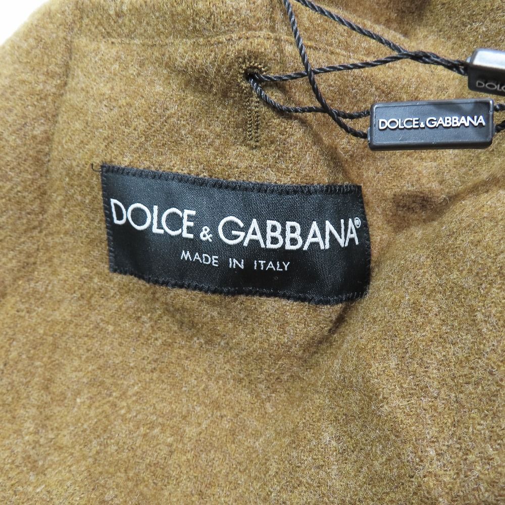 Dolce & Gabbana Light Melton Wool Tailored Jacket Black Leather Unlined Brown 50