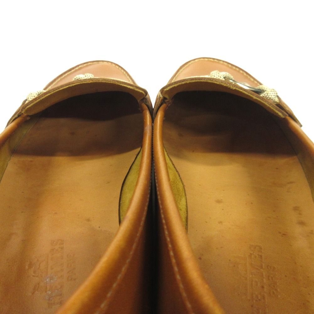 Hermes Chaine D'ancre Loafers Leather Shoes 36.5 Brown
