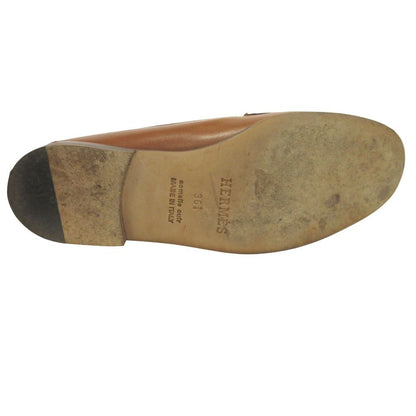 Hermes Chaine D'ancre Loafers Leather Shoes 36.5 Brown