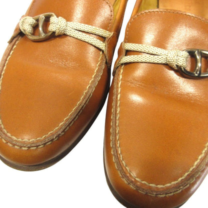 Hermes Chaine D'ancre Loafers Leather Shoes 36.5 Brown