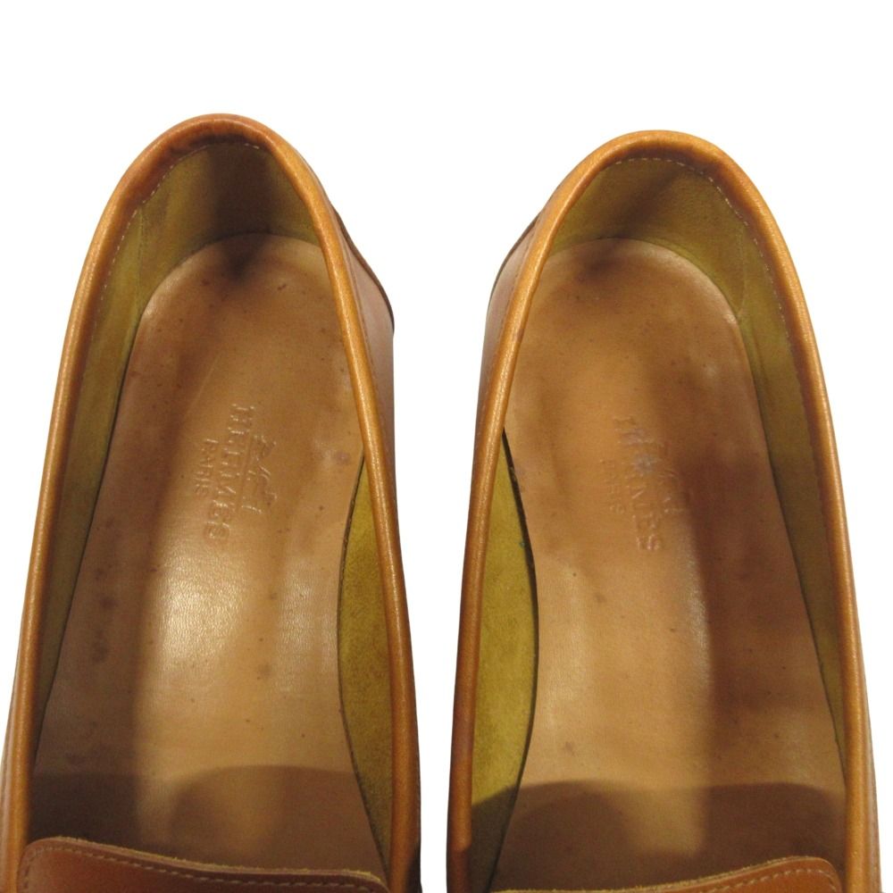 Hermes Chaine D'ancre Loafers Leather Shoes 36.5 Brown